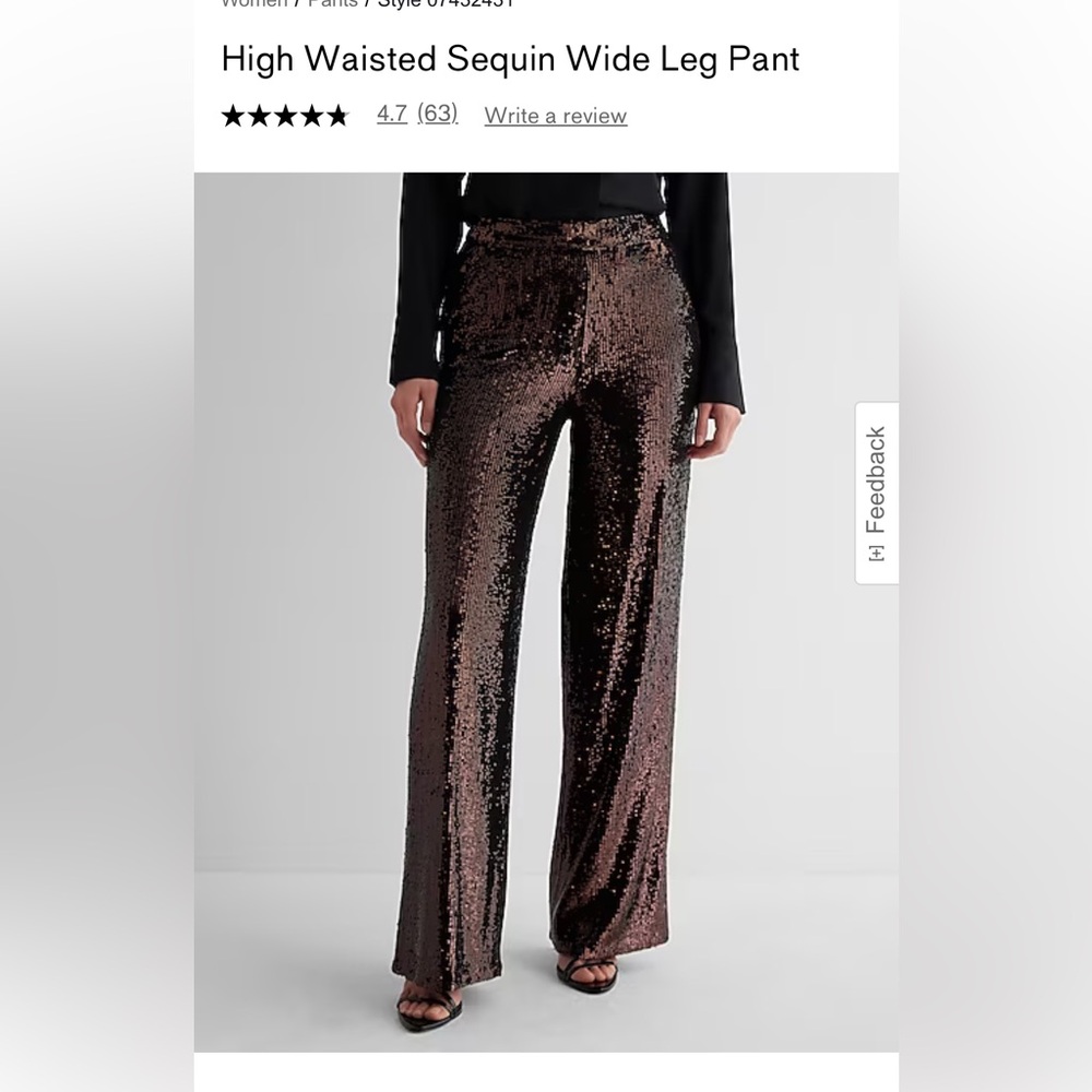 NWT Express bronze sequin high waisted wide leg pants, size 2